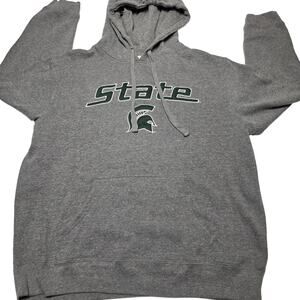 Michigan State Spartans Hoodie Men's XL Grey Stitched Captivating Y2k